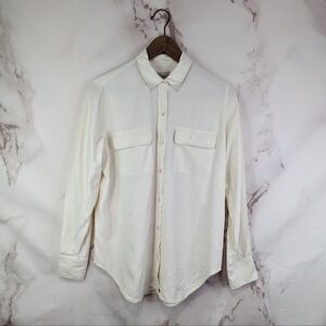 Everlane Top Women 2 XS White Silk Blouse Button Washable Relaxed Long Sleeve
